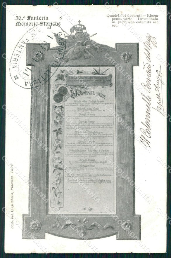 Militari 50º Reggimento Fanteria Memorie Storiche STRAPPINI cartolina XF5001 – fronte
