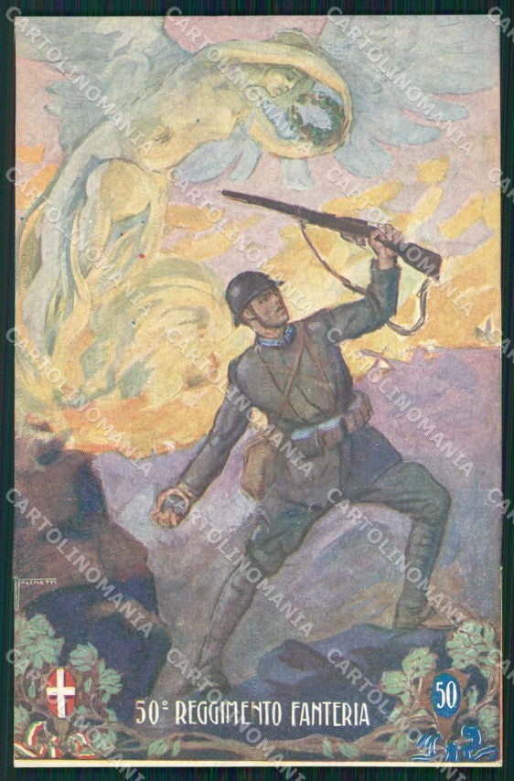 Militari Reggimentali 50º Reggimento Fanteria cartolina XF5002 – fronte