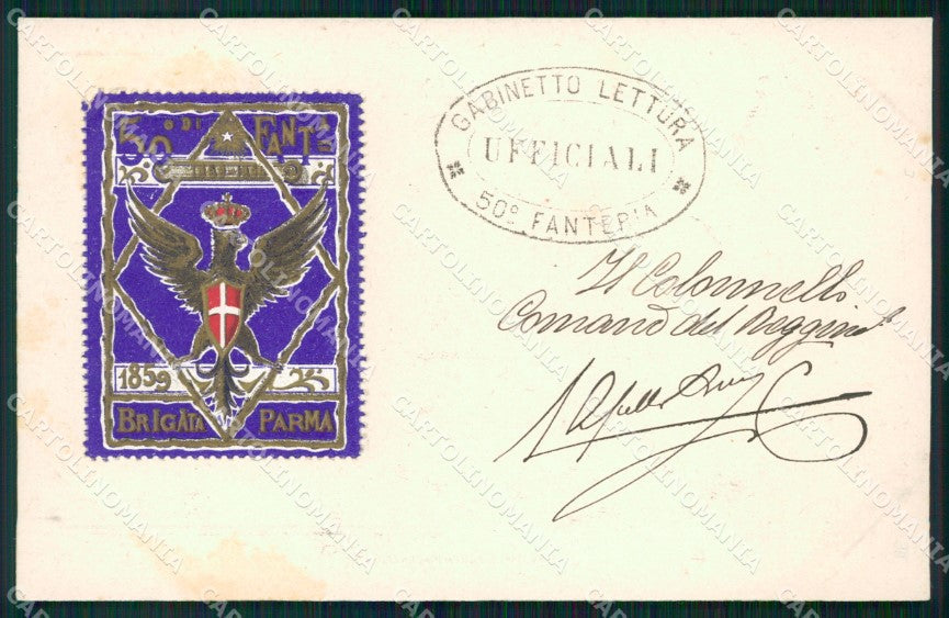 Militari Reggimentali 50º Reggimento Fanteria Brigata Parma cartolina XF5008 – fronte