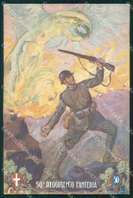 Militari Reggimentali 50º Reggimento Fanteria cartolina XF5010 – fronte