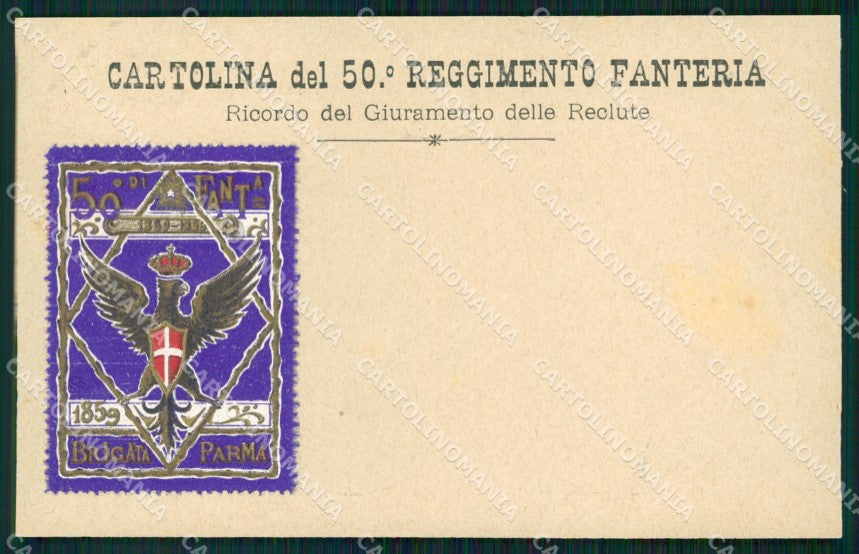 Militari Reggimentali 50º Reggimento Fanteria Brigata Parma cartolina XF5013 – fronte