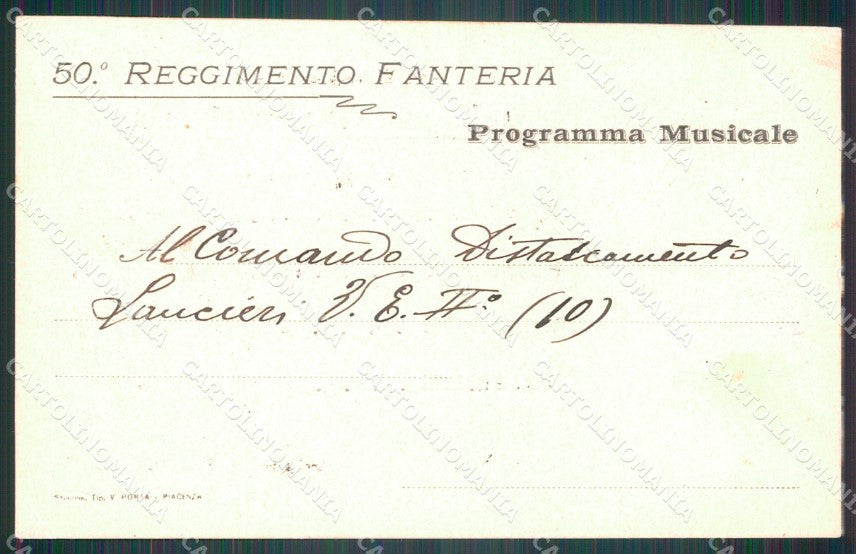 Militari 50º Reggimento Fanteria Programma Musicale cartolina XF5014 – retro