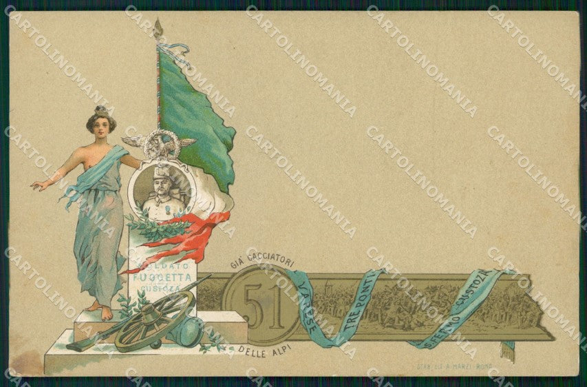 Militari Reggimentali 51º Reggimento Fanteria cartolina XF5021 – fronte