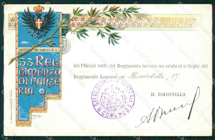 Militari Reggimentali 53º Reggimento Fanteria cartolina XF5043 – fronte