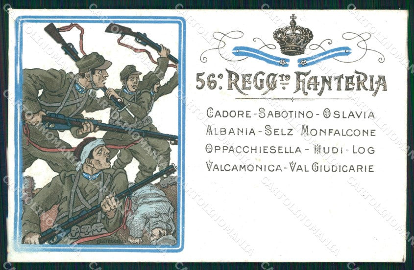 Militari Reggimentali 56º Reggimento Fanteria Cadore Monfalcone cartolina XF5091 – fronte