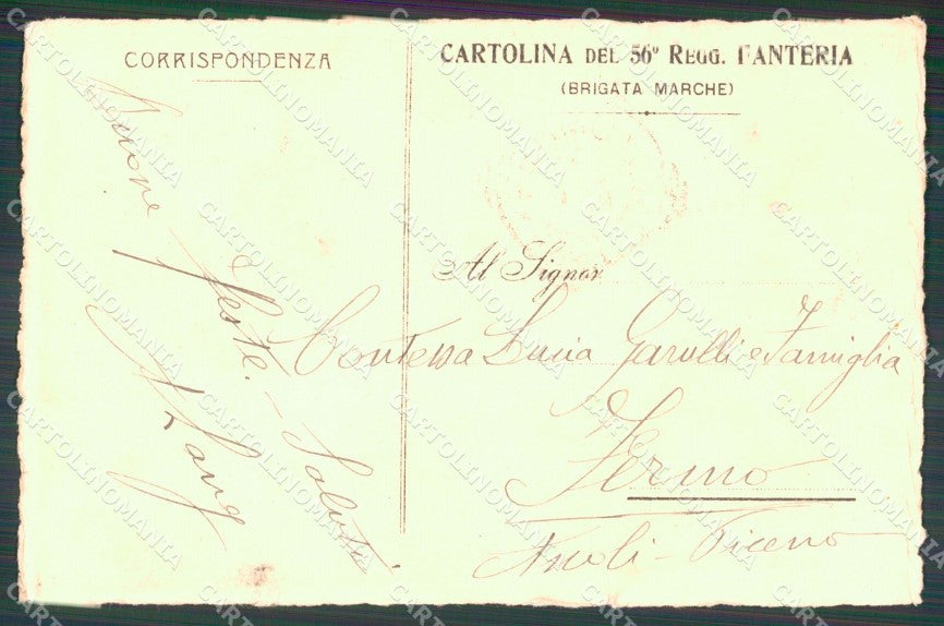 Militari Reggimentali 56º Reggimento Fanteria Brigata Marche cartolina XF5101 – retro