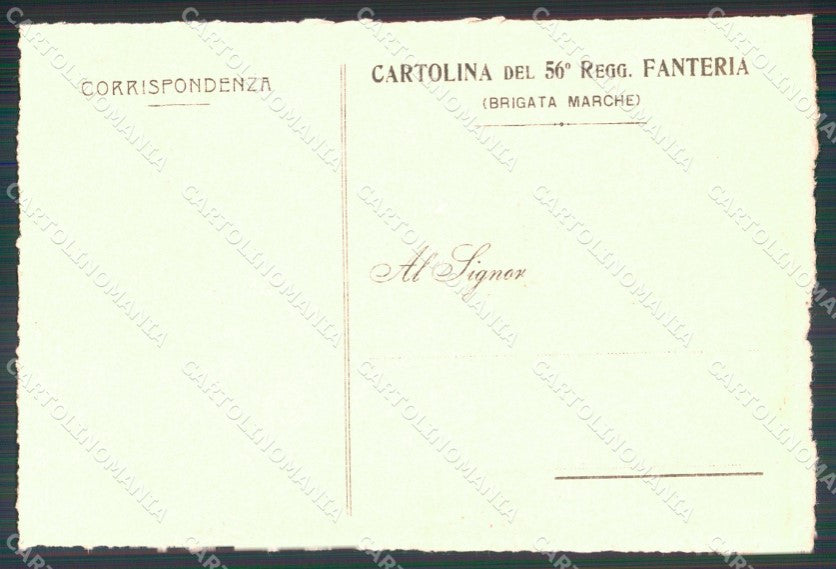 Militari Reggimentali 56º Reggimento Fanteria Brigata Marche cartolina XF5107 – retro