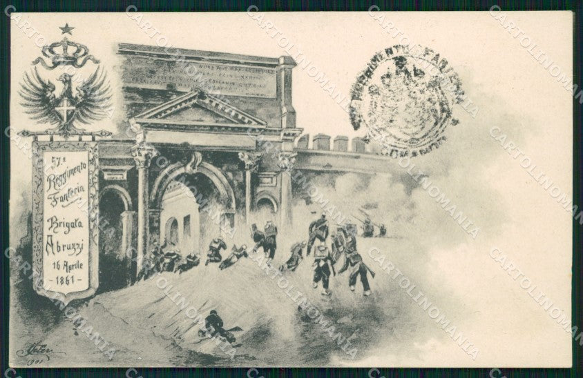 Militari Reggimentali 57º Reggimento Fanteria Brigata Abruzzi cartolina XF5125 – fronte