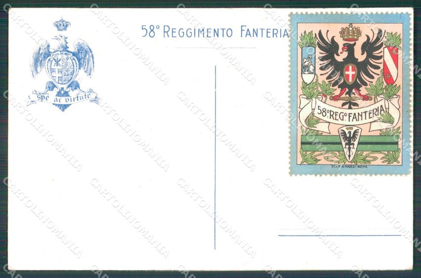 Militari Reggimentali 58º Reggimento Fanteria cartolina XF5136 – retro