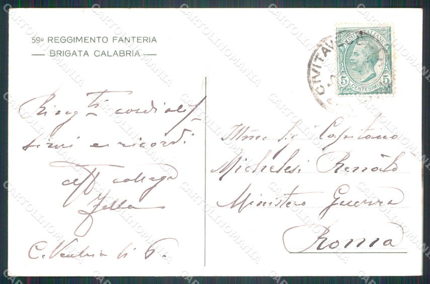 Militari Reggimentali 59º Reggimento Fanteria Brigata Calabria cartolina XF5139 – retro