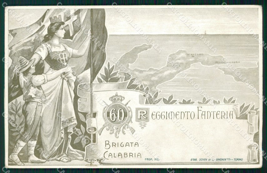 Militari Reggimentali 60º Reggimento Fanteria Brigata Calabria cartolina XF5160 – fronte