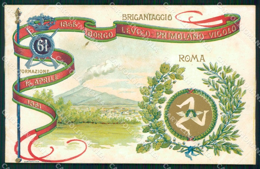 Militari Reggimentali 61º Reggimento Fanteria cartolina XF5189 – fronte