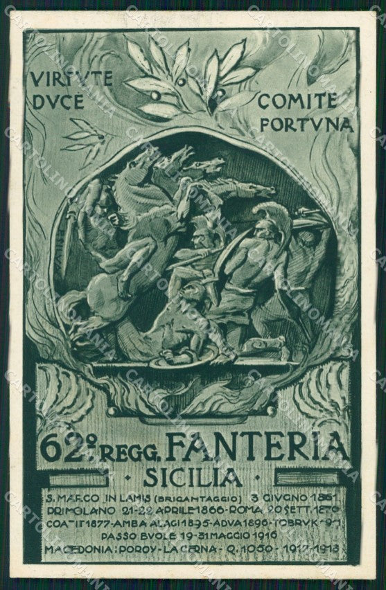 Militari Reggimentali 62º Reggimento Fanteria Sicilia cartolina XF5199 – fronte