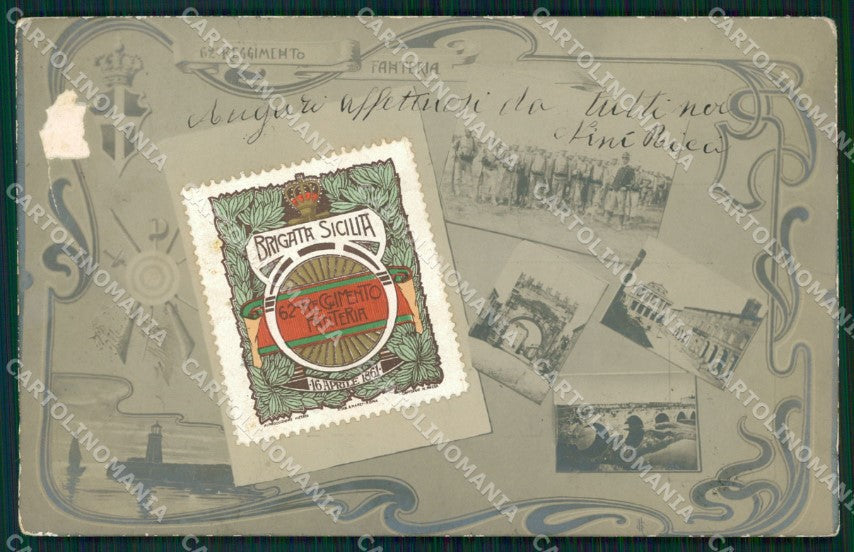 Militari Reggimentali 62º Reggimento Fanteria ABRASA cartolina XF5205 – fronte
