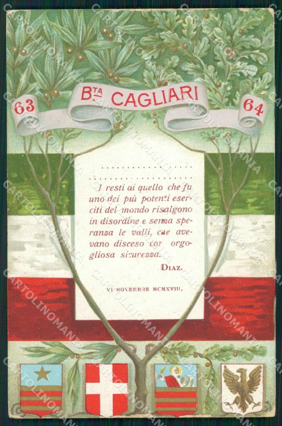 Militari 63º 64º Reggimento Fanteria Brigata Cagliari cartolina XF5222 – fronte