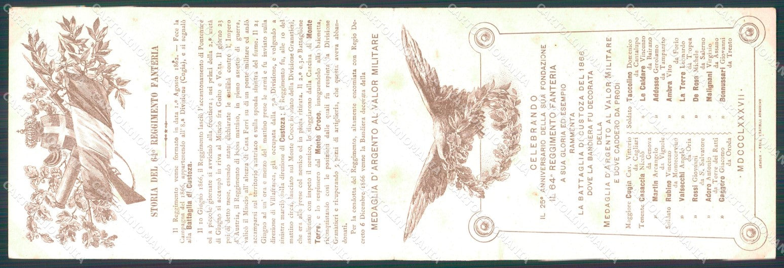 Militari Reggimentali 64º Reggimento Fanteria cartoncino XF5223 – retro