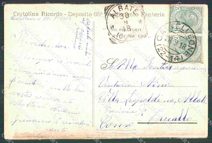 Militari Reggimentali 65º Reggimento Fanteria cartolina XF5233 – retro