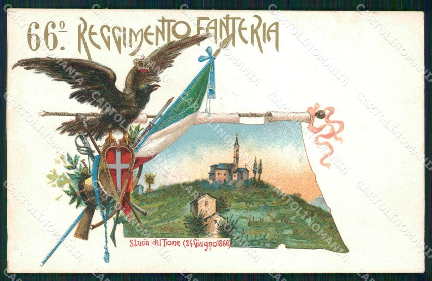 Militari Reggimentali 66º Reggimento Fanteria Santa Lucia Tione cartolina XF5241 – fronte