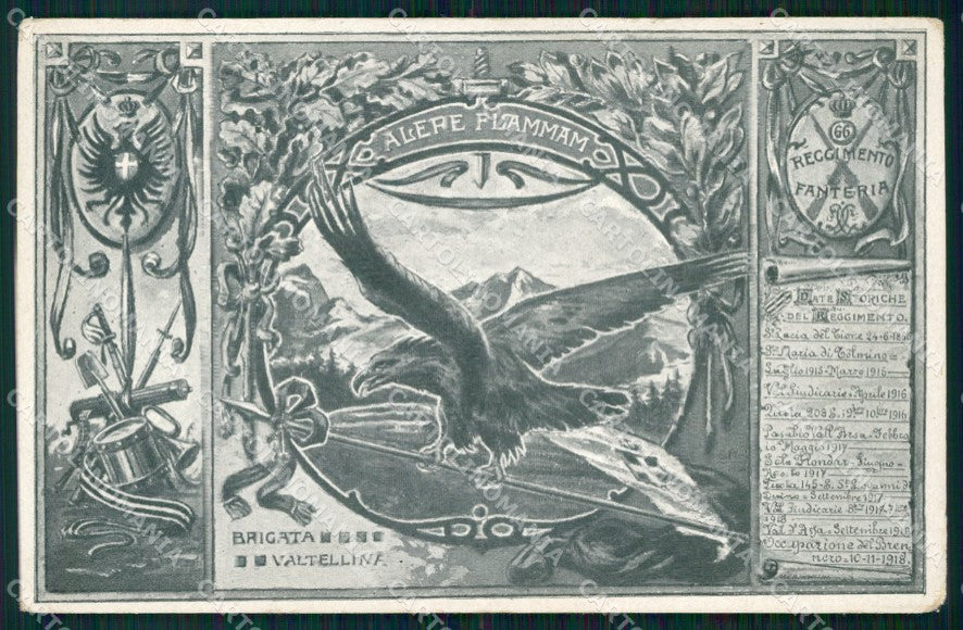 Militari 66º Reggimento Fanteria Brigata Valtellina 1924 cartolina XF5255 – fronte