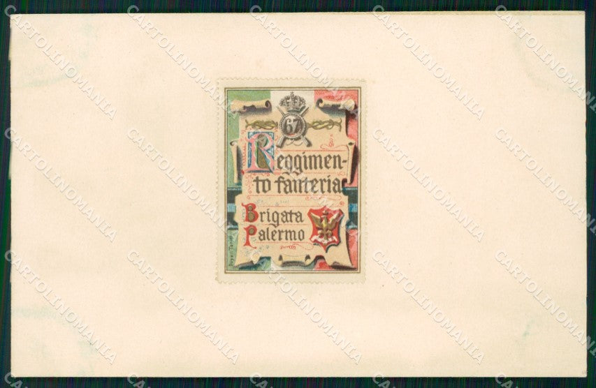 Militari Reggimentali 67º Reggimento Fanteria Brigata Palermo cartolina XF5264 – fronte