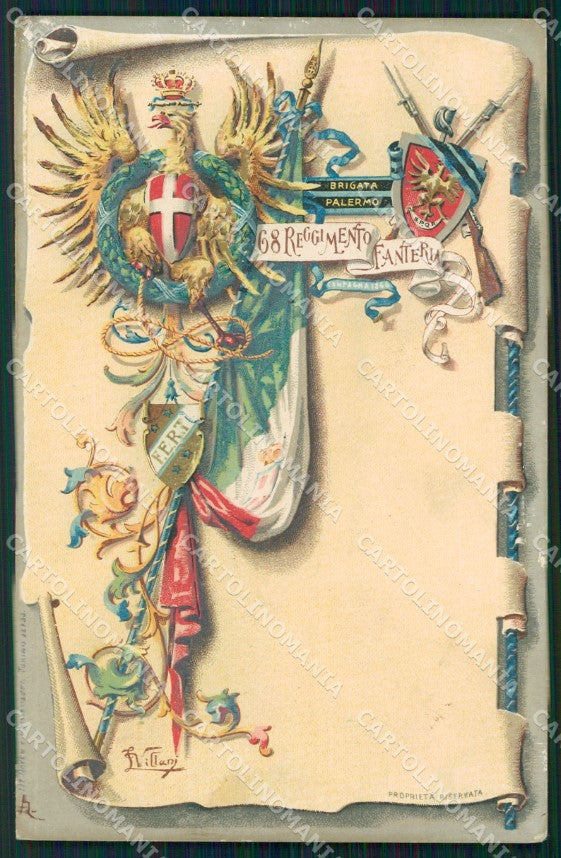 Militari 68º Reggimento Fanteria Brigata Palermo ABRASA cartolina XF5277 – fronte