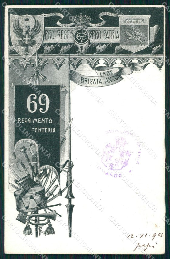 Militari Reggimentali 69º Reggimento Fanteria cartolina XF5284 – fronte
