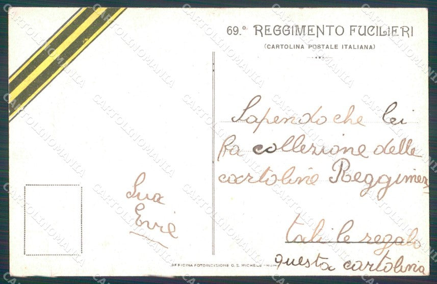 Militari Reggimentali 69º Reggimento Fanteria Fucilieri cartolina XF5303 – retro