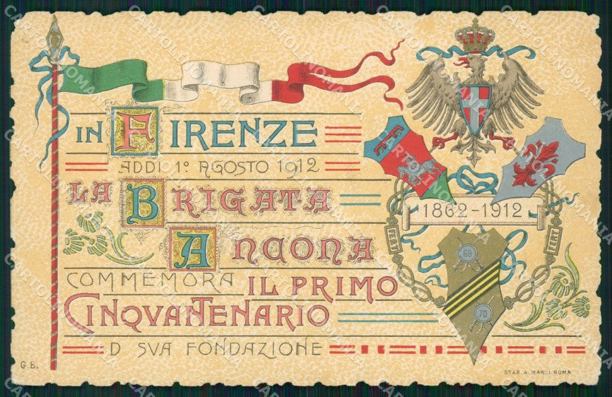Militari 69º 70º Reggimento Fanteria Firenze Brigata Ancona cartolina XF5304 – fronte