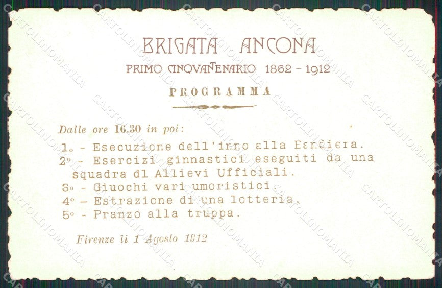 Militari 69º 70º Reggimento Fanteria Firenze Brigata Ancona cartolina XF5304 – retro