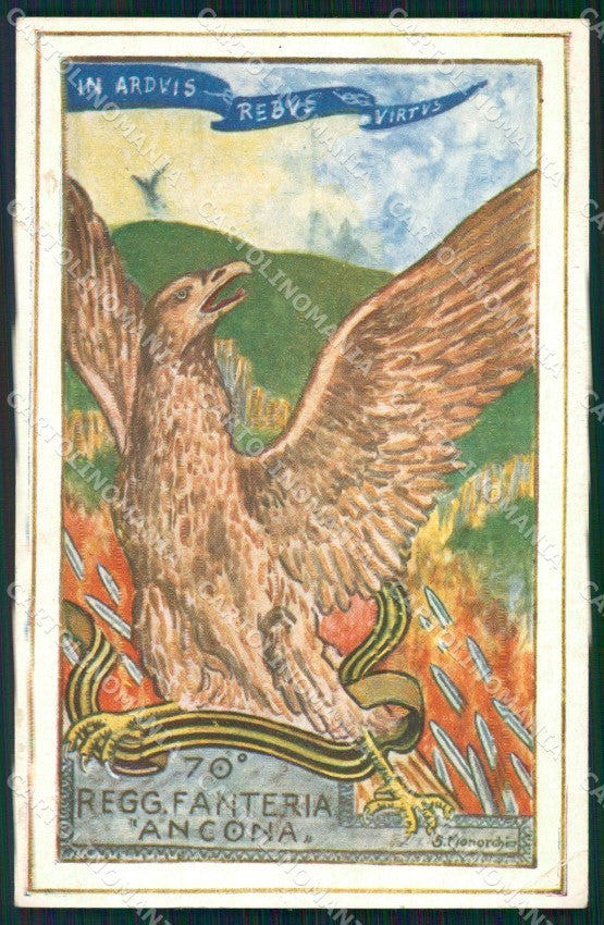 Militari 70º Reggimento Fanteria Ancona SCOLLATA PIEGA cartolina XF5313 – fronte