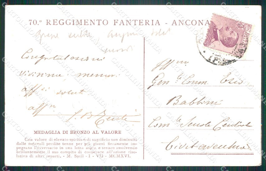 Militari Reggimentali 70º Reggimento Fanteria Monte Spill WWI cartolina XF5315 – retro