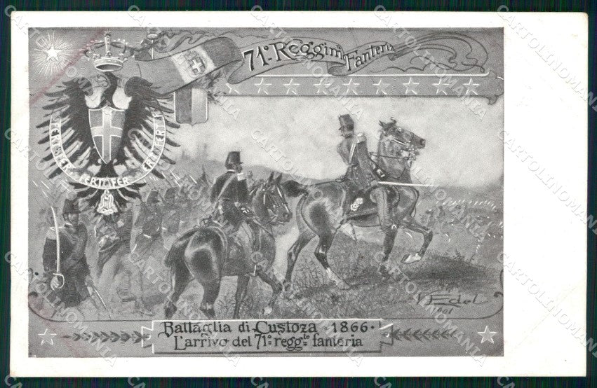 Militari Reggimentali 71º Reggimento Fanteria Battaglia Custoza cartolina XF5317 – fronte