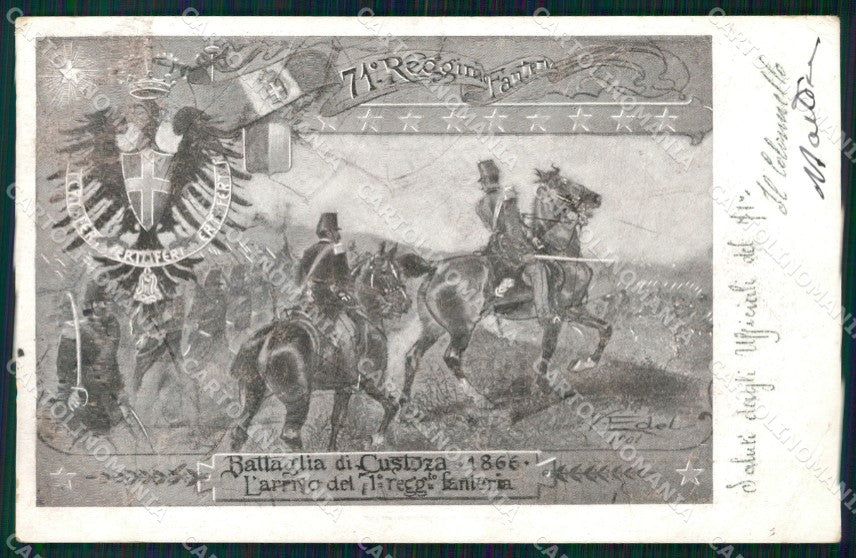 Militari Reggimentali 71º Reggimento Fanteria Battaglia Custoza cartolina XF5318 – fronte