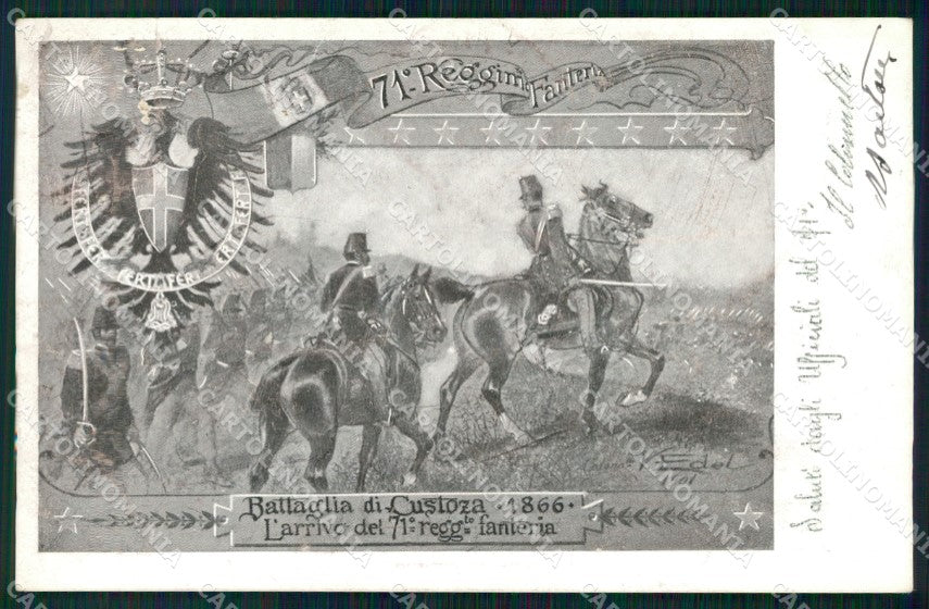 Militari Reggimentali 71º Reggimento Fanteria Battaglia Custoza cartolina XF5319 – fronte