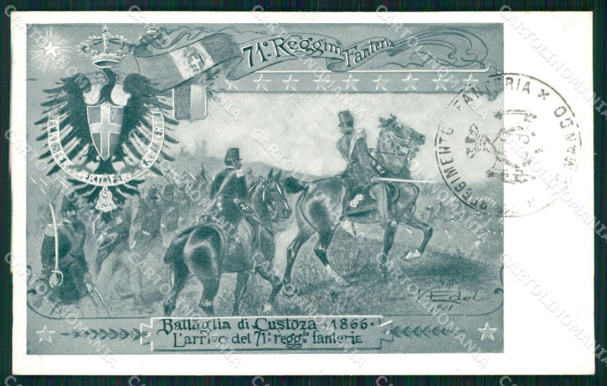 Militari Reggimentali 71º Reggimento Fanteria Battaglia Custoza cartolina XF5320 – fronte
