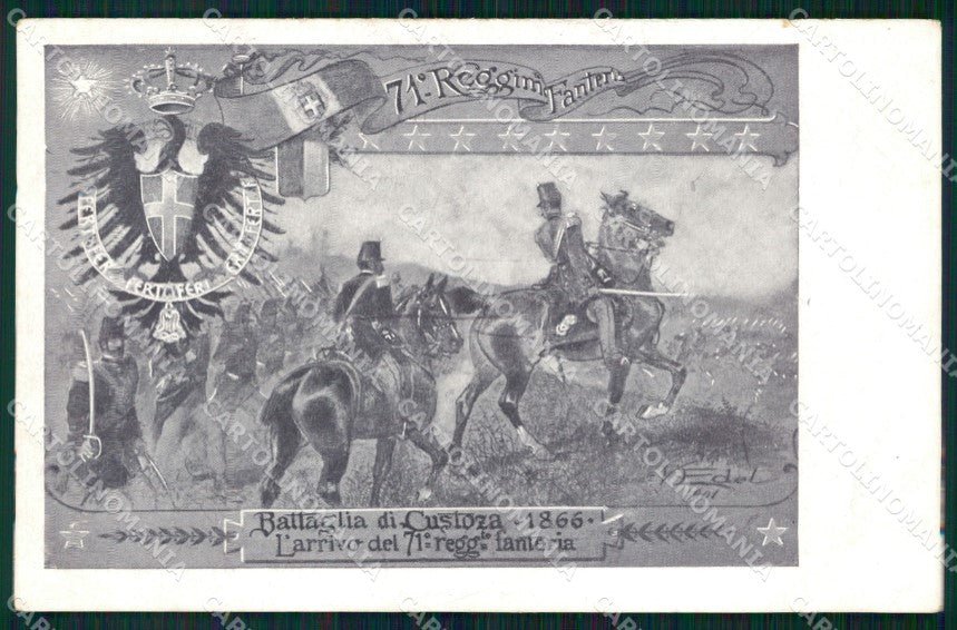 Militari Reggimentali 71º Reggimento Fanteria Battaglia Custoza cartolina XF5321 – fronte