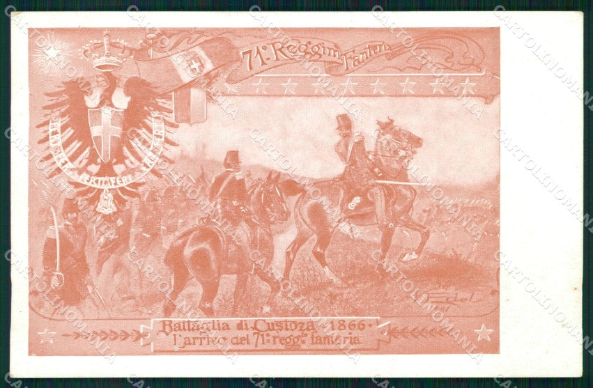 Militari Reggimentali 71º Reggimento Fanteria Battaglia Custoza cartolina XF5322 – fronte