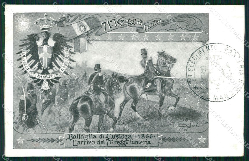 Militari Reggimentali 71º Reggimento Fanteria Battaglia Custoza cartolina XF5323 – fronte
