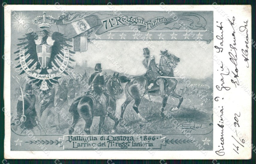 Militari Reggimentali 71º Reggimento Fanteria Battaglia Custoza cartolina XF5325 – fronte