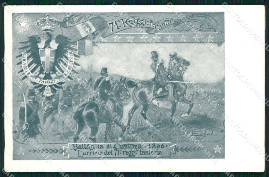 Militari Reggimentali 71º Reggimento Fanteria Battaglia Custoza cartolina XF5327 – fronte