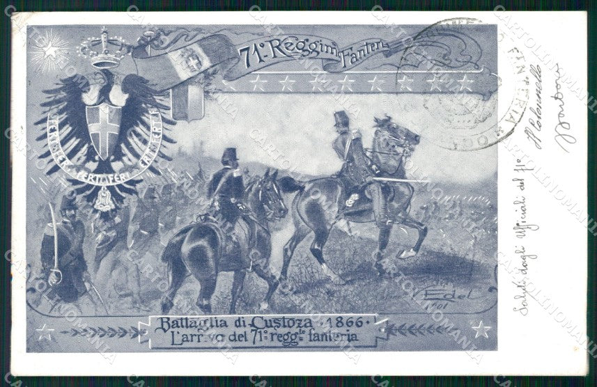 Militari Reggimentali 71º Reggimento Fanteria Battaglia Custoza cartolina XF5328 – fronte