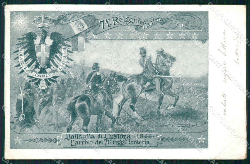 Militari Reggimentali 71º Reggimento Fanteria Battaglia Custoza cartolina XF5329 – fronte