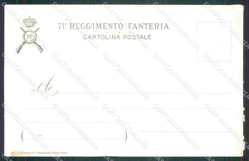 Militari Reggimentali 71º Reggimento Fanteria cartolina XF5334 – retro
