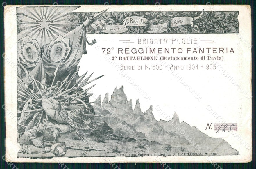 Militari 72º Reggimento Fanteria Distaccamento Pavia 125/500 cartolina XF5344 – fronte