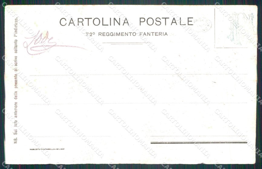 Militari Reggimentali 72º Reggimento Fanteria cartolina XF5346 – retro