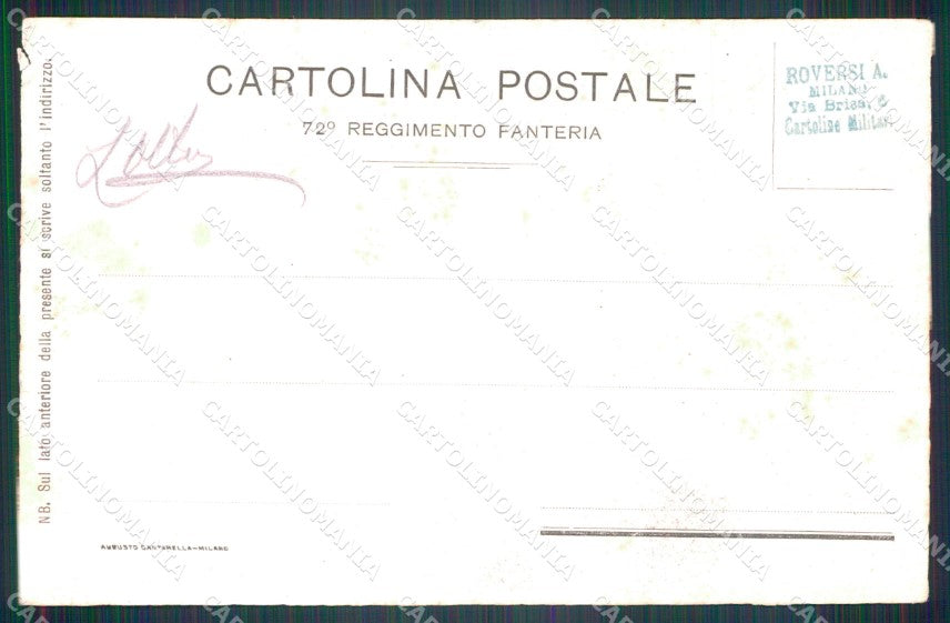 Militari Reggimentali 72º Reggimento Fanteria STRAPPINO cartolina XF5348 – retro
