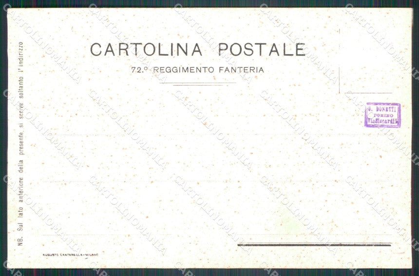 Militari Reggimentali 72º Reggimento Fanteria cartolina XF5350 – retro