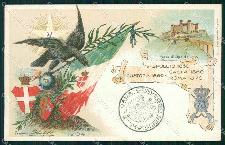 Militari Reggimentali 73º Reggimento Fanteria Rocca Spoleto cartolina XF5364 – fronte