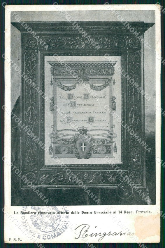 Militari Reggimentali 74º Reggimento Fanteria Brescia ABRASA cartolina XF5368 – fronte