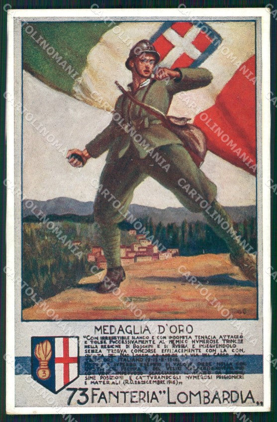Militari 73º Reggimento Fanteria Lombardia Fiume Duval cartolina XF5380 – fronte